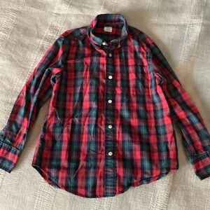 Kids size 8 red and green plaid Crewcuts long sleeve dress shirt good condition